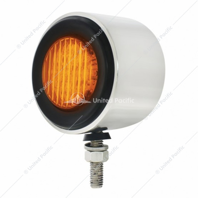 Stainless 2-1/2" Double Face Light With LED Lights & Grommets - Amber & Red LED/Amber & Red Lens