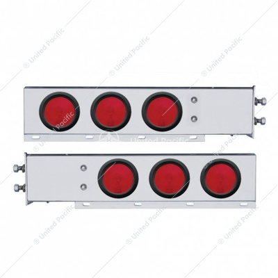 2-1/2" Bolt Pattern Chrome Spring Loaded Light Bar With 6X 4" Lights & Grommets (Pair)