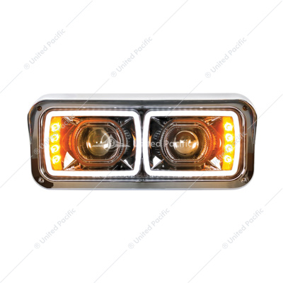 High Power LED "Blackout" Projection Headlight With LED Turn Signal & Position Light Bar - Driver