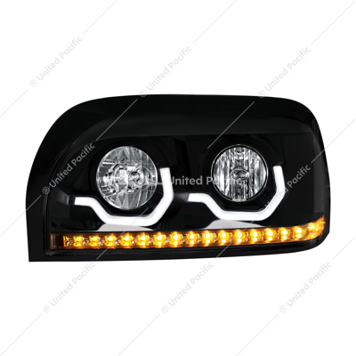 Blackout Projection Headlight With LED Turn Signal & Light Bar For Freightliner Century - Driver
