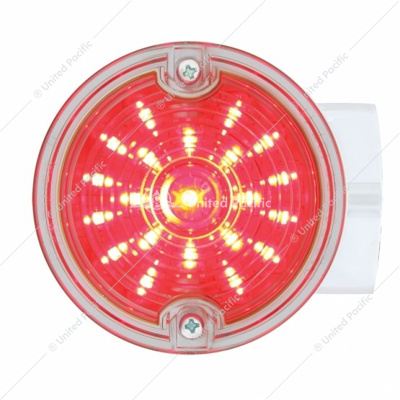 21 LED 3-1/4" Signal Light For Harley Motorcycle With Housing - Red LED/Clear Lens