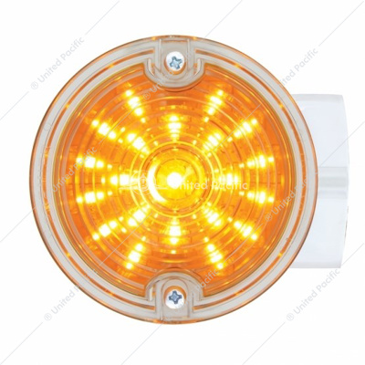 21 LED 3-1/4" Dual Function Signal Light For Harley Motorcycle With Housing - Amber LED/Clear Lens