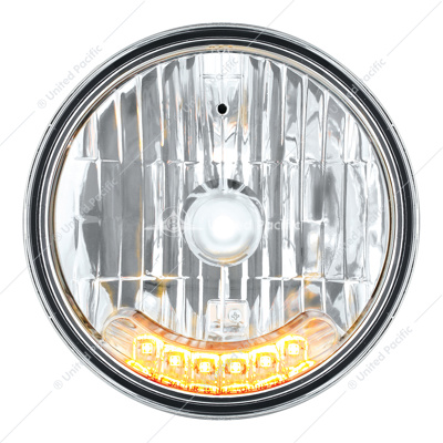 ULTRALIT - 7" Crystal Headlight With 6 Amber LED Position Light