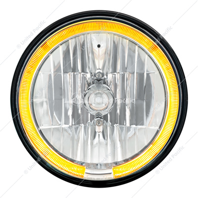 ULTRALIT - 7" Crystal Headlight With Amber LED Halo Ring