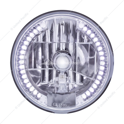 7" Crystal Headlight With 34 White LED Position Light