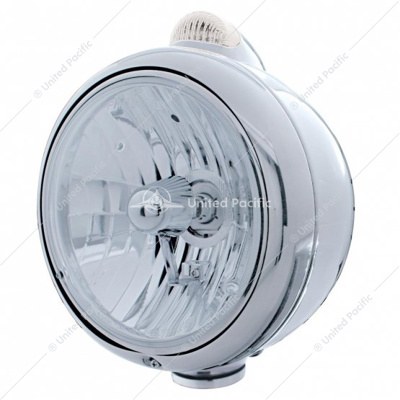 Stainless Steel Guide 682-C Style Headlight Crystal H4 & LED Signal - Clear Lens