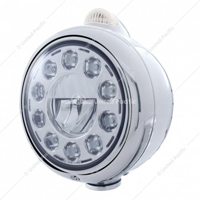 Stainless Steel Guide 682-C Headlight 11 LED Bulb & Dual Mode LED Signal-Clear Lens