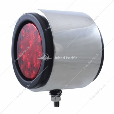 SS Double Face Light With 10 LED 4" Lights With Grommet - Amber & Red LED/Amber & Red Lens