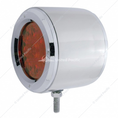 SS Double Face Light With 10 LED 4" Lights With Bezels - Amber & Red LED/Amber & Red Lens