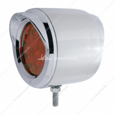 SS Double Face Light With 10 LED 4" Lights With Visors - Amber & Red LED/Amber & Red Lens