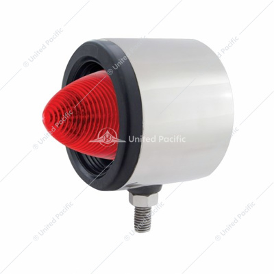 Stainless 2-1/2" Single Face Light With 13 LED 2-1/2" Beehive Light & Grommet - Red LED/Red Lens