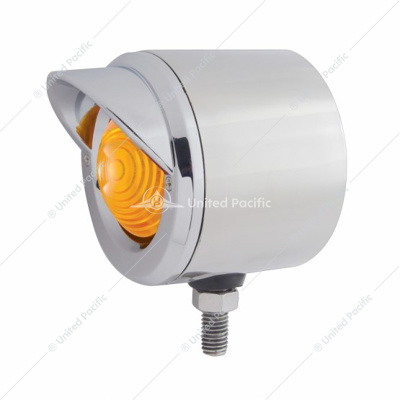 Stainless 2-1/2" Single Face Light With 13 LED 2-1/2" Roadster Light & Visor - Amber LED/Amber Lens