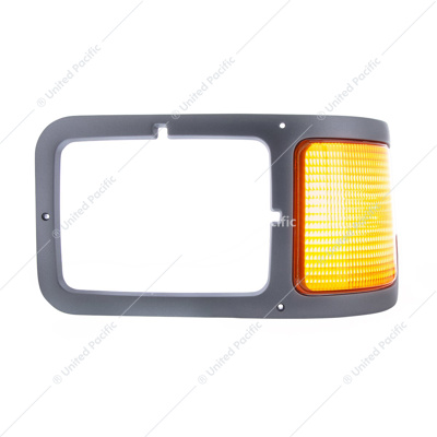 Gray Plastic Headlight Bezel With Parking Light For 2000-2015 Ford F-650/F-750