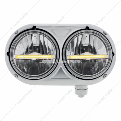 Headlight Assembly With 304 SS Housing & LED Headlights W/LED Position Light For Peterbilt 359