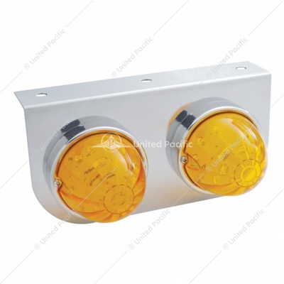 Stainless Light Bracket With 2X 17 LED Watermelon Lights - Amber LED/Amber Lens