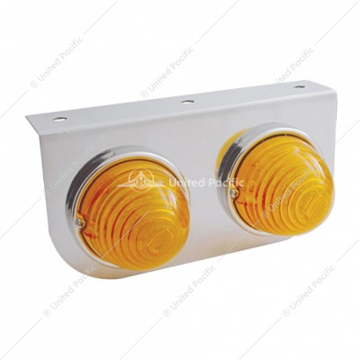 Stainless Light Bracket With 2X 17 LED Beehive Lights - Amber LED/Amber Lens
