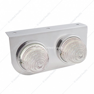 Stainless Light Bracket With 2X 17 LED Beehive Lights - Amber LED/Clear Lens