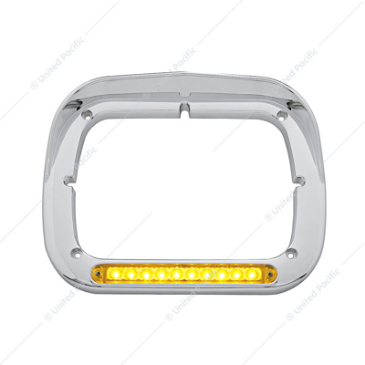 10 LED 5" x 7" Headlight Bezel With Visor - Amber LED/Amber Lens