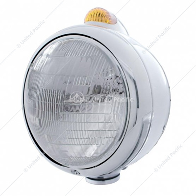 Chrome Guide 682-C Headlight 6014 & Dual Mode LED Signal - Amber Lens