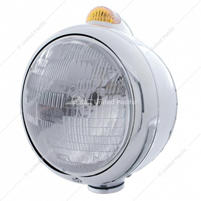 Chrome Guide 682-C Headlight H6024 & Dual Mode LED Signal - Amber Lens