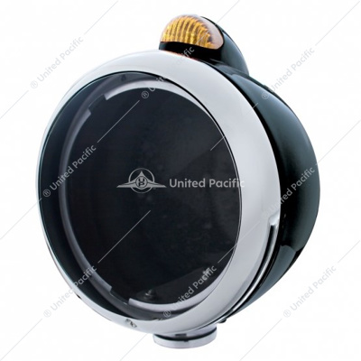 Black Guide 682-C Headlight No Bulb With Dual Mode LED Signal - Amber Lens