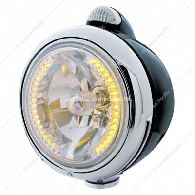 Black Guide 682-C Headlight H4 With 34 Amber LED & LED Signal - Clear Lens