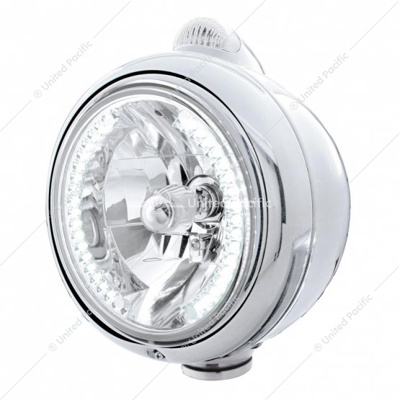 Stainless Steel Guide 682-C Headlight H4 With White LED & Dual Mode LED Signal