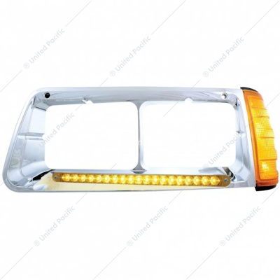 19 LED Headlight Bezel With Turn Signal For 1989-2009 Freightliner FLD