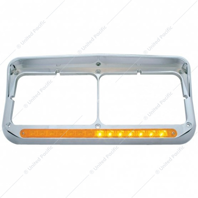 Rectangular Dual Headlight Bezel With Visor And LED Sequential Light Bar (Driver) - Amber LED/Amber Lens