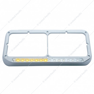 Rectangular Dual Headlight Bezel With LED Sequential Light Bar (Passenger) - Amber LED/Clear Lens