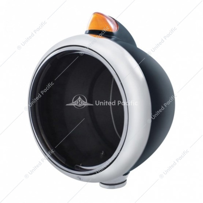 Black Guide 682-C Headlight No Bulb With Original Style LED Signal - Amber Lens