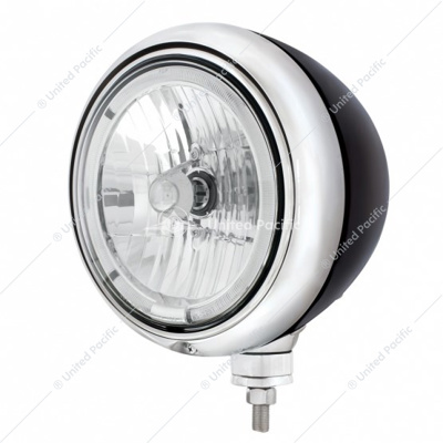 Black Guide Headlight 9007 Bulb With White LED Halo Rim