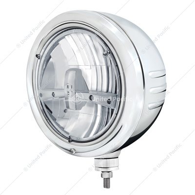 Stainless Classic Embossed Stripe Headlight Housing With 7" 5-LED Headlight