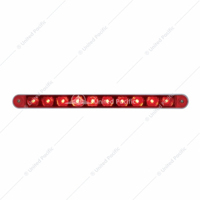 10 LED 9" Split Turn Function Light Bar With Bezel - Red LED/Red Lens