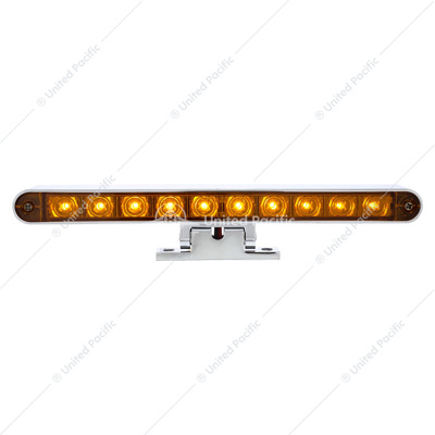 Chrome 10 LED Light Bar With 180 Degree Swivel Base - Dual Function Amber LED/Amber Lens