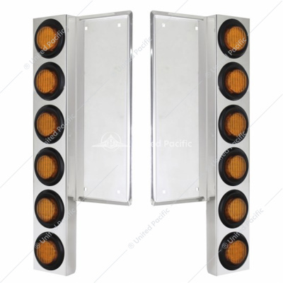 FL SS Front Air Cleaner Bracket W/12X 9 LED 2" Lights -Amber LED & Lens (Pair)