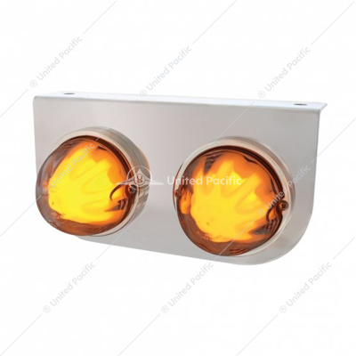 Stainless Light Bracket With 2X 9 LED Dual Function Watermelon GloLight - Amber LED/Clear Lens