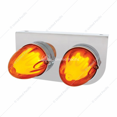 Stainless Light Bracket With 2X 9 LED Dual Function Watermelon GloLight - Amber LED/Amber Lens