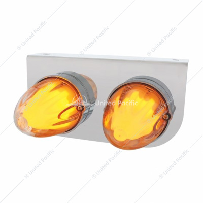 Stainless Light Bracket With 2X 9 LED Dual Function Watermelon GloLight - Amber LED/Clear Lens