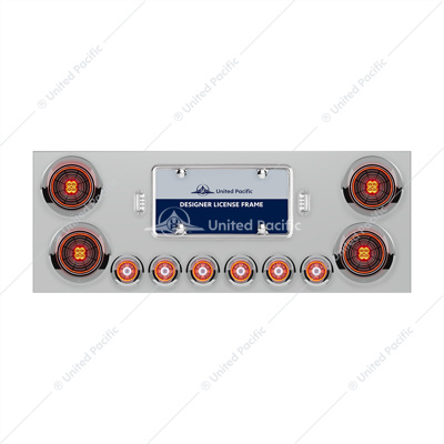 SS Rear Center Panel With Four 13 LED 4" Abyss Light & Six 4 LED 2" Lights & Visors-Red LED/Clear Lens
