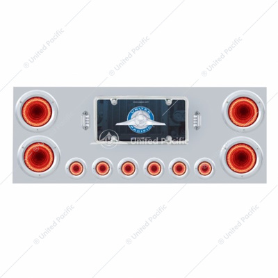 SS Rear Center Panel With Four 23 LED 4" Lights & Six 9 LED 2" Mirage Lights & Bezels - Red LED/Clear Lens