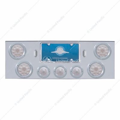 CR Rear Center Panel With 4X LED 4" Lights & 3X LED 2-1/2" Beehive Lights & Bezel -Red LED/Clear Lens