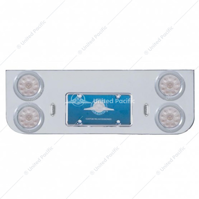 Chrome Rear Center Panel With Four 10 LED 4" Lights & Bezels - Red LED/Clear Lens