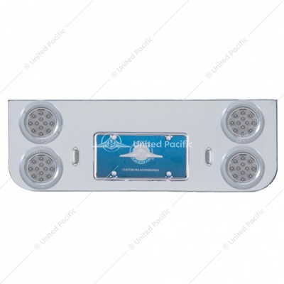 Chrome Rear Center Panel With Four 12 LED 4" Reflector Lights & Bezels - Red LED/Clear Lens