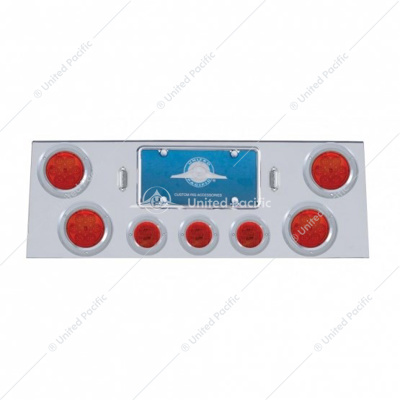 SS Rear Center Panel With 4X 7 LED 4" Reflector Lights & 3X 13 LED 2-1/2" Lights -Red LED & Lens