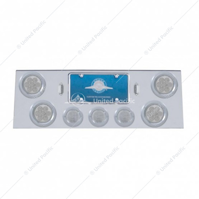 SS Rear Center Panel With 4X 7 LED 4" Reflector Lights & 3X 13 LED 2-1/2" Lights -Red LED/Clear Lens