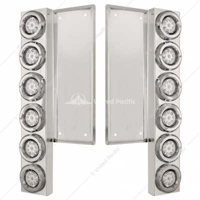 Stainless Front Air Cleaner Bracket With 12X 9 LED 2" Reflector Lights For Freightliner