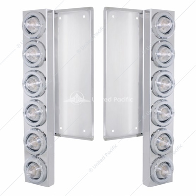 FL SS Front Air Cleaner Bracket W/12X 9 LED 2" Beehive Lights & Bezels -Amber LED/Clear Lens