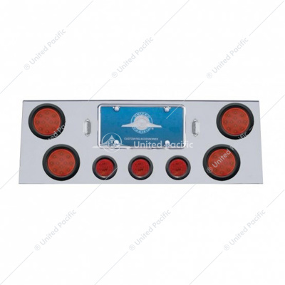 SS Rear Center Panel With 4X 12 LED 4" Reflector Lights & 3X 13 LED 2-1/2" Lights -Red LED & Lens