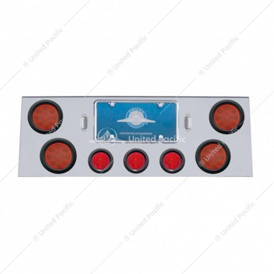 SS Rear Center Panel With 4X 12 LED 4" Reflector Light & 3X 13 LED 2-1/2" Beehive Light -Red LED & Lens